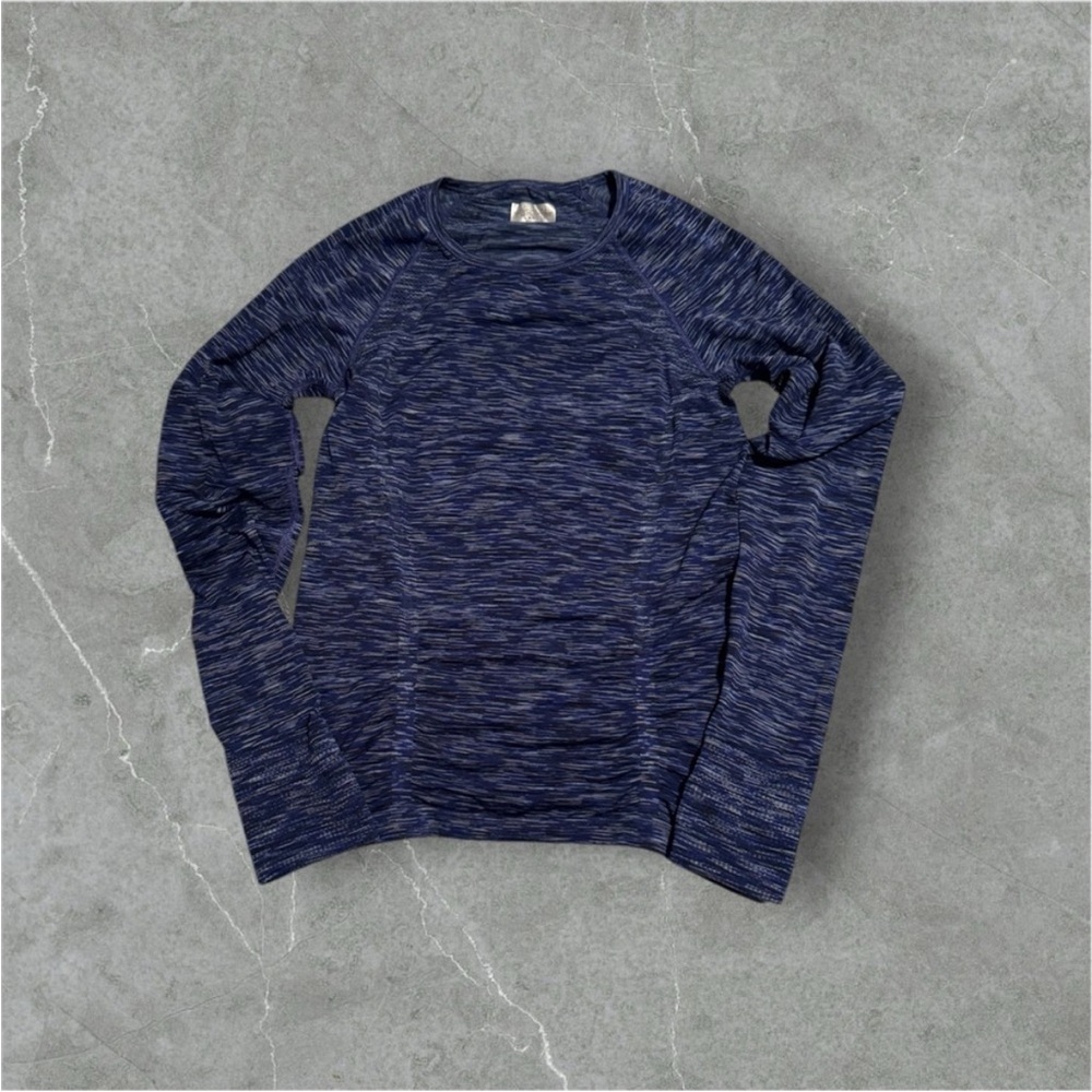 Athleta Navy Space-Dye Long Sleeve Top